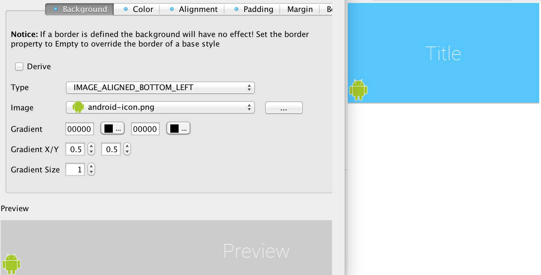 IMAGE_ALIGNED_BOTTOM_LEFT places the image in the bottom left corner